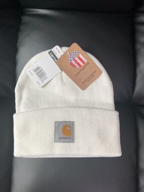 Carhartt A18 Knit Cuffed Beanie White Cream Hat Winter Watch Cap OSFA NWT